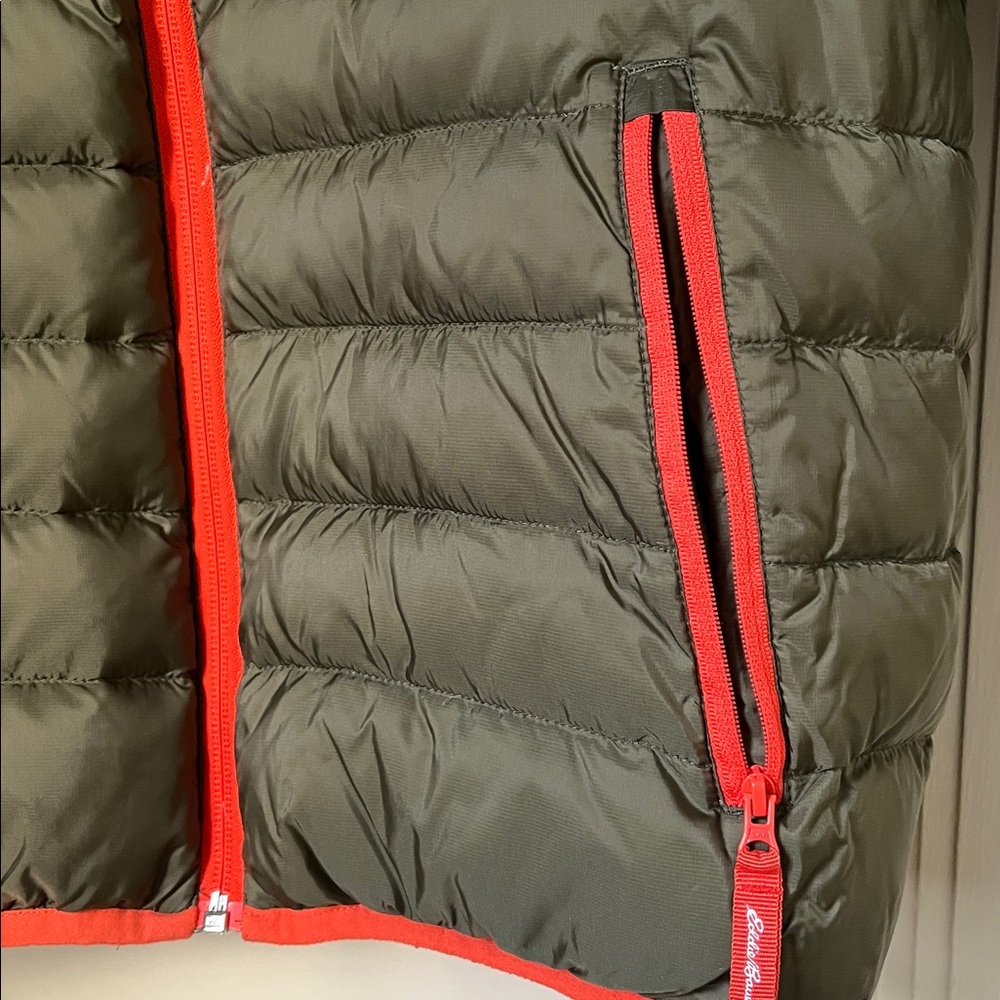 Eddie Bauer Reversible Puffer Jacket with Camouflage Bright Orange Trim Size XL - Picture 8 of 13